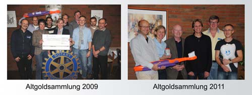 Fotos der Rotary-Altgoldsammlungen 2009 und 2011